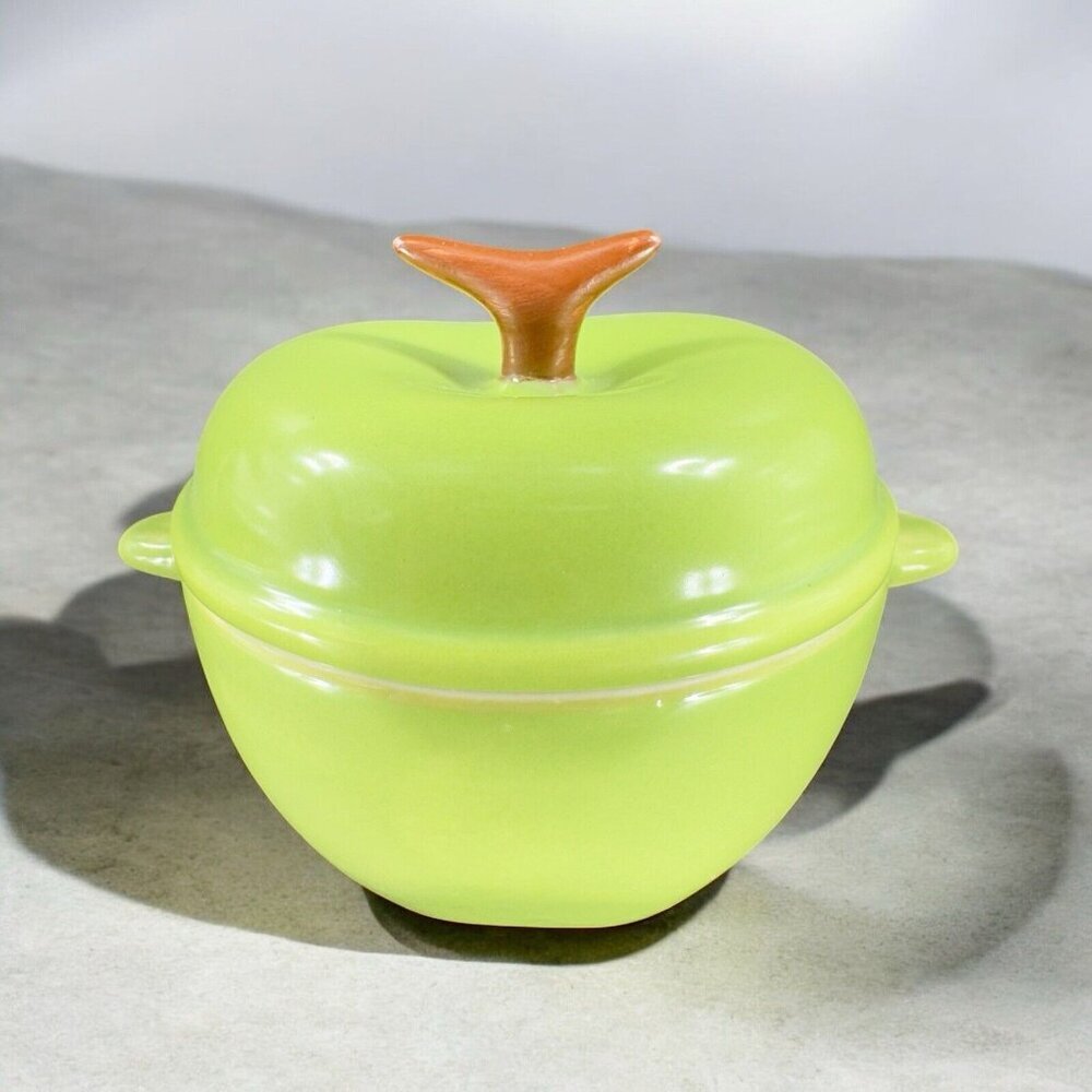 Technique Green Apple‎ Ceramic Small Casserole Dish Sugar Bowl Container W Lid